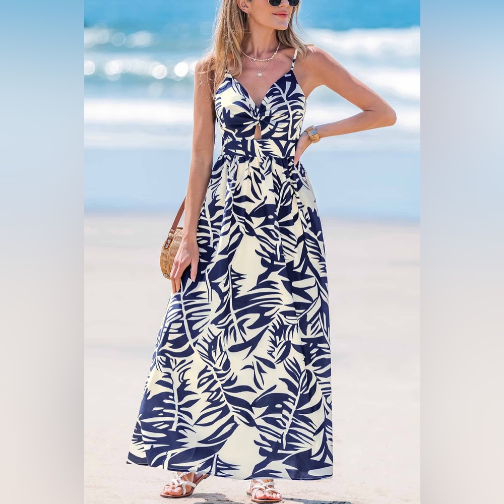 Cupshe Navy and White Maxi Dress